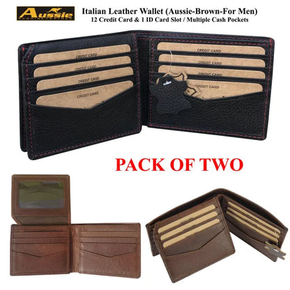 Italian Leather Men’s Tri-Fold Wallet Gift Set – Pack of Two Premium Wallets