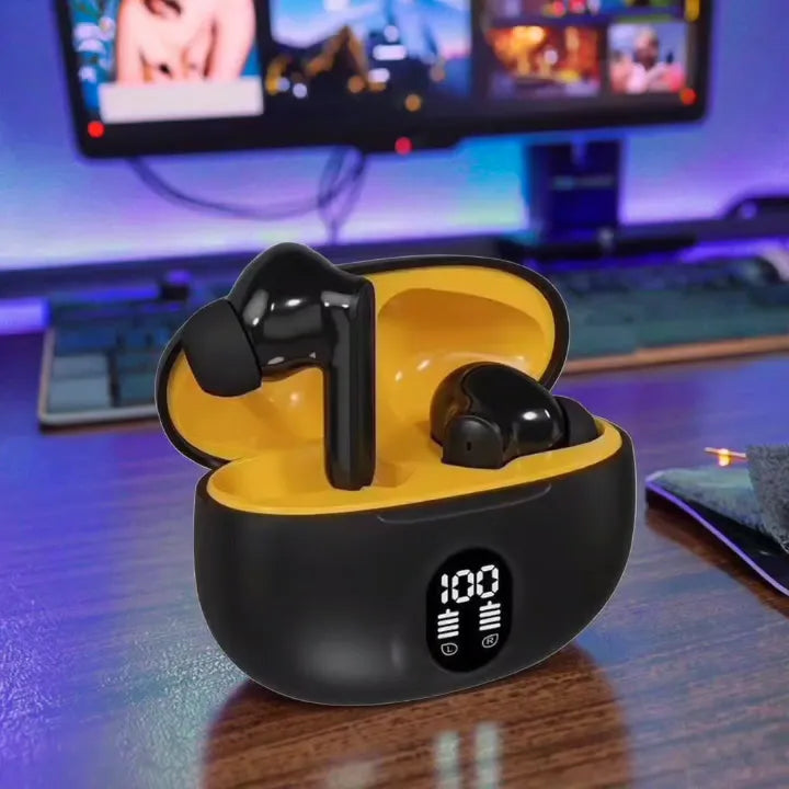 TWS Wireless Earbuds with LED Display – Bluetooth 5.3, ENC Noise Cancellation, Hi-Fi Stereo, Built-in Mic