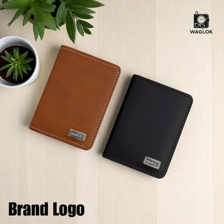 Men’s Premium Leather Short Wallet – Magnetic Button Closure, Slim & Stylish Branded Wallet